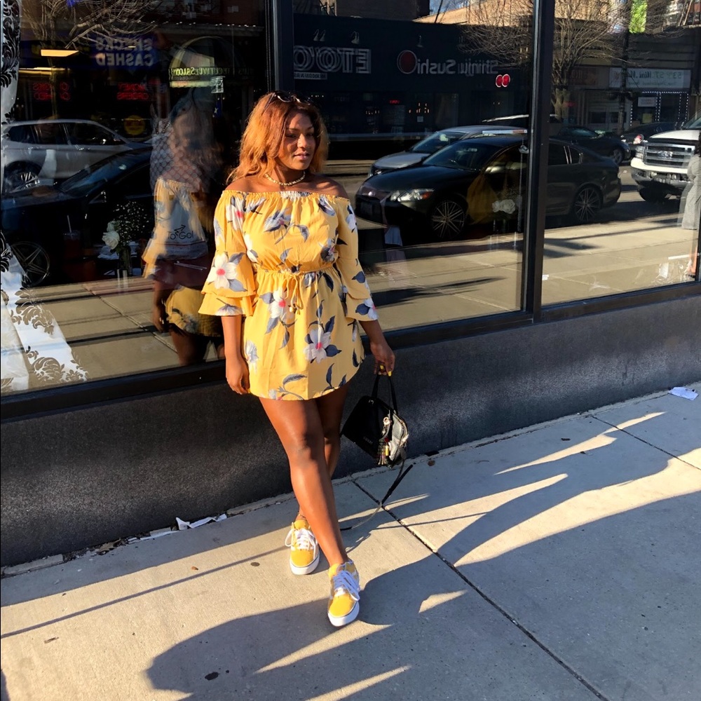 Yellow floral romper(worn once)